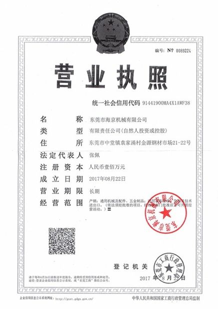 الصين Dongguan Hyking Machinery Co., Ltd. الشهادات
